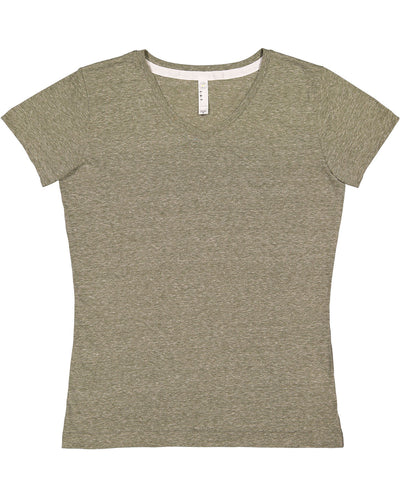 LAT Ladies' V-Neck Harborside Melange Jersey T-Shirt