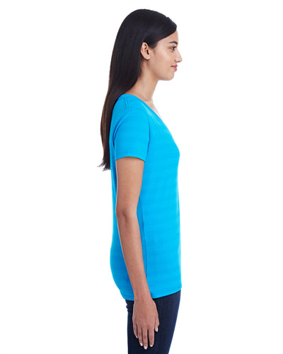 Threadfast Apparel Ladies' Invisible Stripe V-Neck T-Shirt