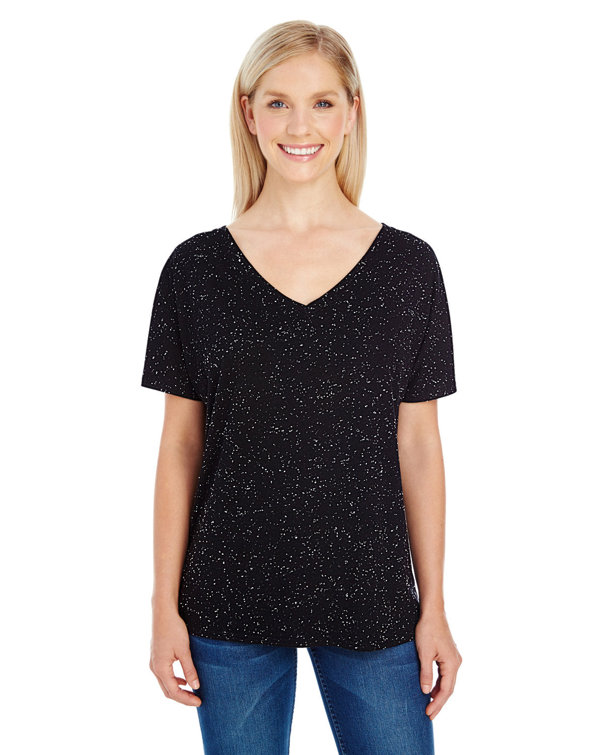 Threadfast Apparel Ladies' Triblend Fleck Short-Sleeve V-Neck T-Shirt Threadfast Apparel