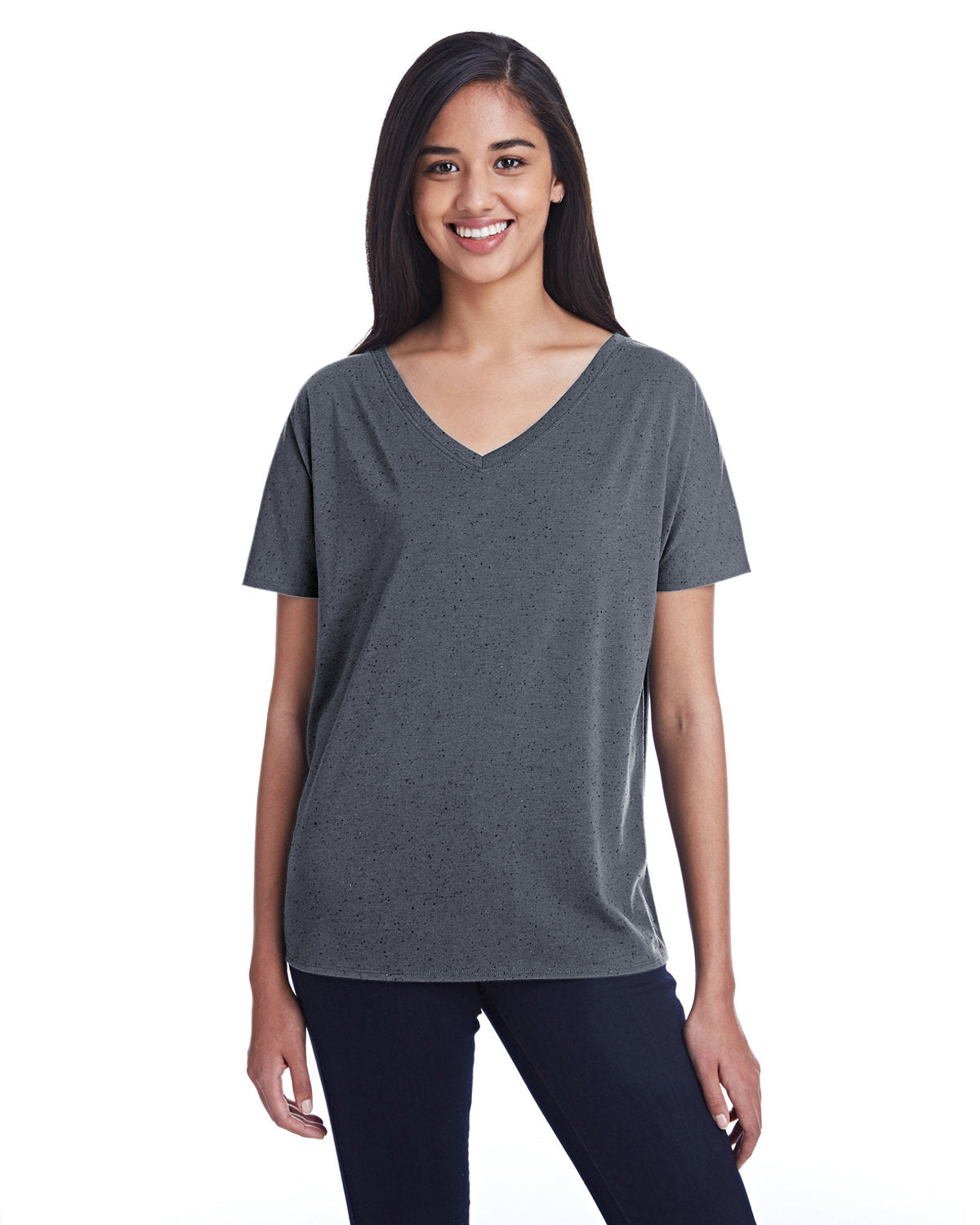 Threadfast Apparel Ladies' Triblend Fleck Short-Sleeve V-Neck T-Shirt Threadfast Apparel