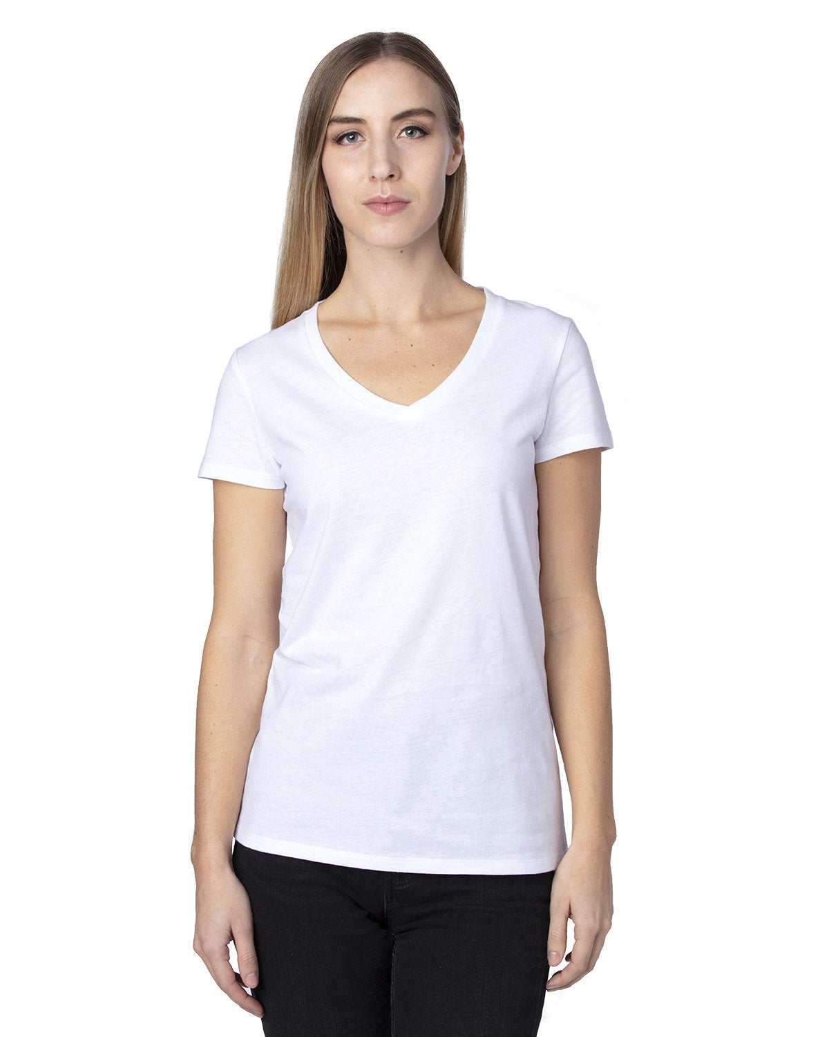 Threadfast Apparel Ladies' Ultimate CVC V-Neck T-Shirt Threadfast Apparel