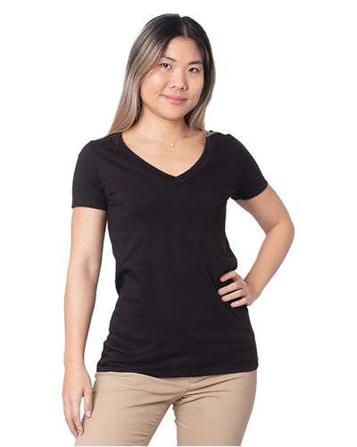 Bayside Ladies' Fine Jersey V-Neck T-Shirt