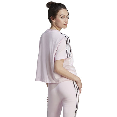 adidas Women's Vibrant Print 3-Stripes Cropped T-Shirt