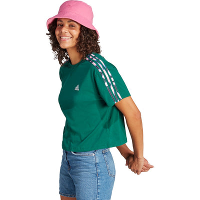 adidas Women's Vibrant Print 3-Stripes Cropped T-Shirt