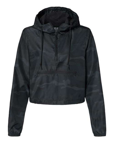 Independent Trading Co. Women's Lightweight Quarter-Zip Pullover Crop Windbreaker