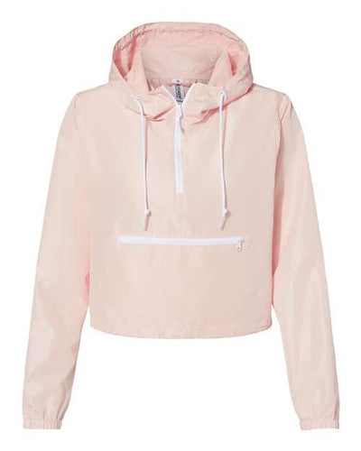 Independent Trading Co. Women's Lightweight Quarter-Zip Pullover Crop Windbreaker