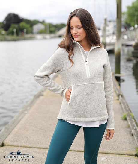 Charles River Women's Heathered Fleece Quarter Zip Hoodie Charles River
