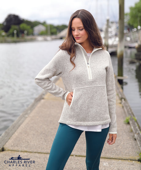 Charles River Women's Heathered Fleece Quarter Zip Hoodie Charles River