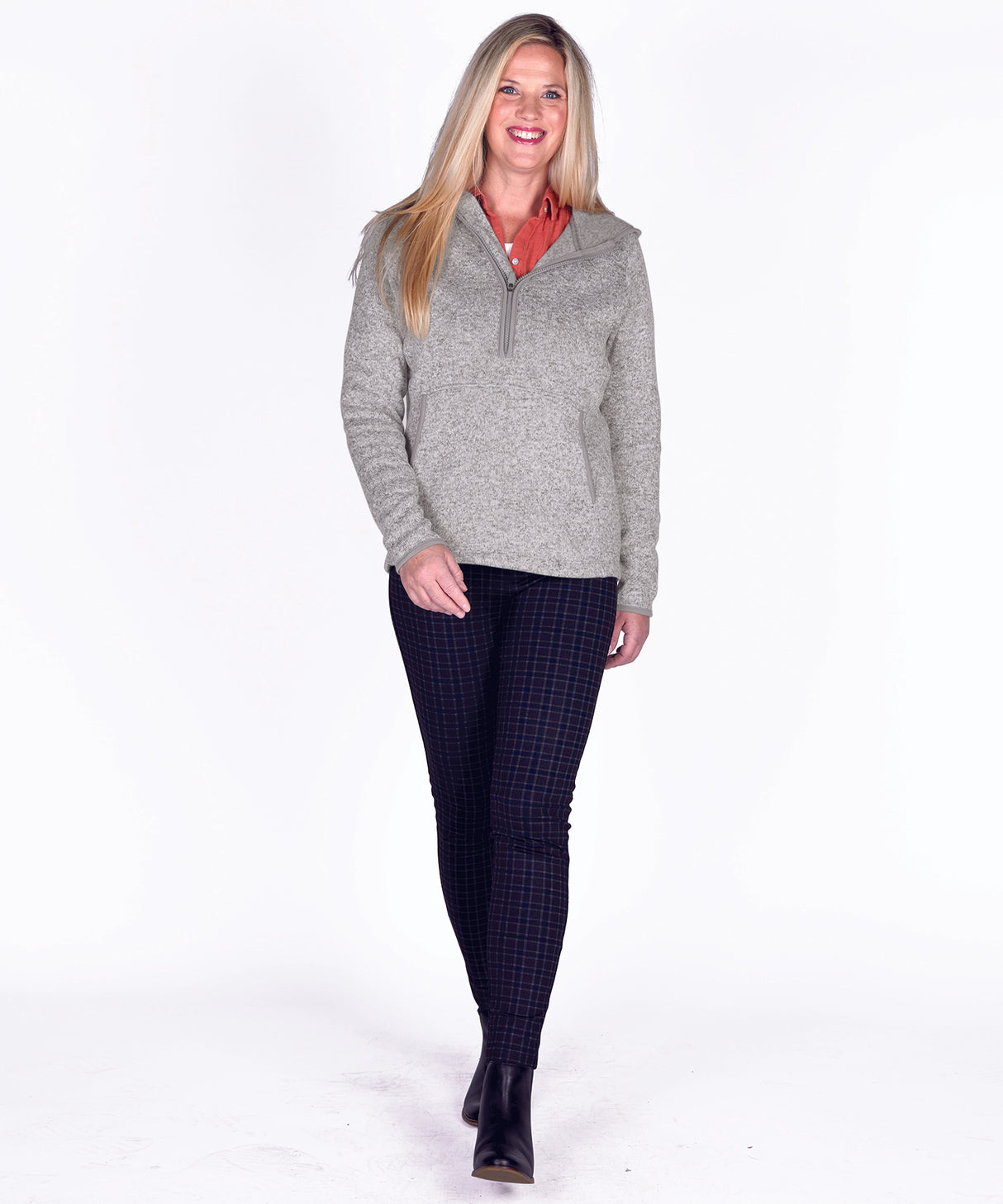 Charles River Women's Heathered Fleece Quarter Zip Hoodie Charles River