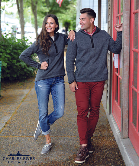 Charles River Women's Heathered Fleece Quarter Zip Hoodie Charles River