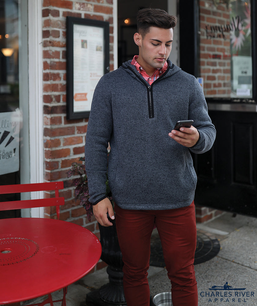 Charles River Men's Heathered Fleece Quarter Zip Hoodie Charles River