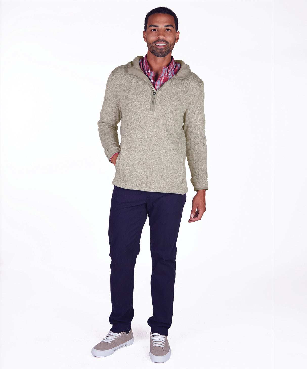Charles River Men's Heathered Fleece Quarter Zip Hoodie Charles River