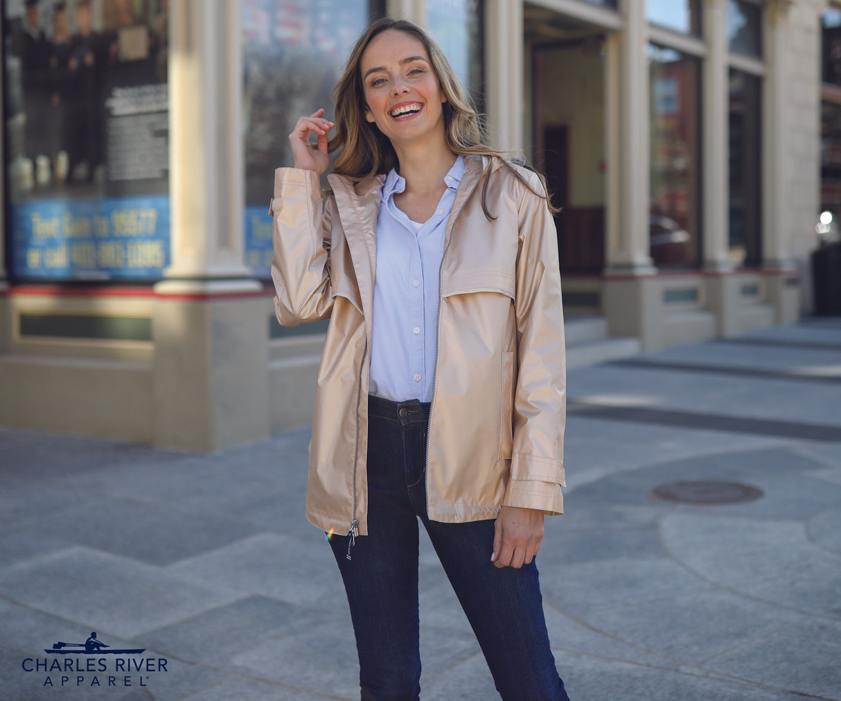 Charles River Women's New Englander Rain Jacket With Printed Lining Charles River