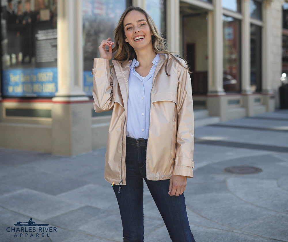 Charles River Women's New Englander Rain Jacket With Printed Lining Charles River