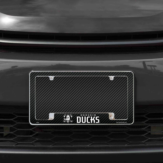 Rico Industries NHL  Anaheim Ducks Black 12" x 6" Chrome License Plate Frame-1