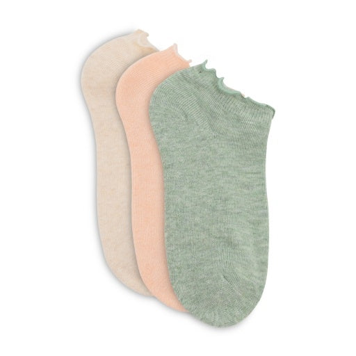 Lemon Women's 3 Pack 1/2 Terry Cloud Lettuce Edge Low Cut Sock Lemon