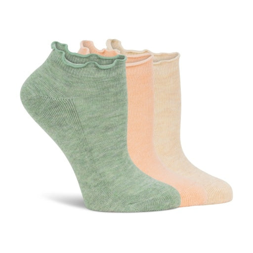 Lemon Women's 3 Pack 1/2 Terry Cloud Lettuce Edge Low Cut Sock Lemon