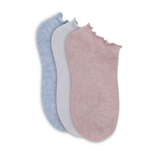 Lemon Women's 3 Pack 1/2 Terry Cloud Lettuce Edge Low Cut Sock Lemon