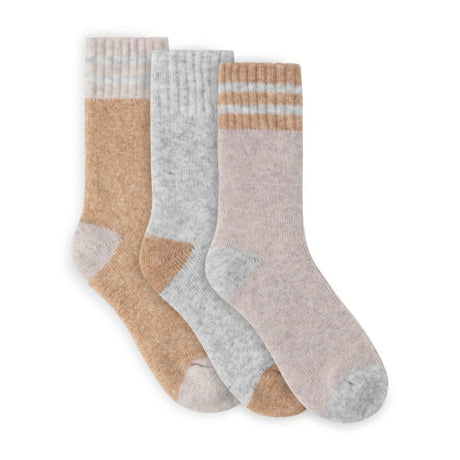 Lemon Women's 3 Pack Rugby Stripe Wool Crew Lemon