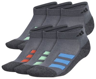 adidas Youth Cushioned Angle Stripe 6-Pack Low Cut Socks