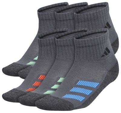 adidas Youth Cushioned Angle Stripe 6-Pack Quarter Socks