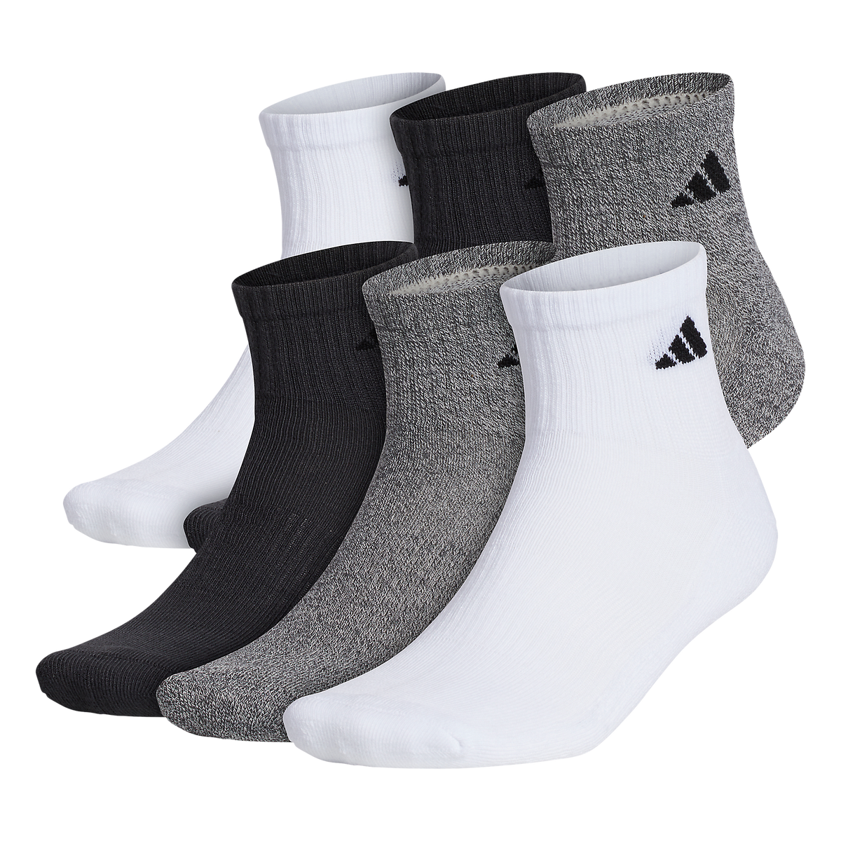 adidas Men's Athletic Cushioned 6-Pack Quarter Sock-1