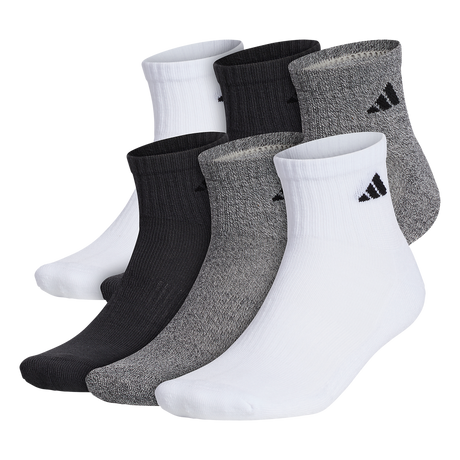 adidas Men's Athletic Cushioned 6-Pack Quarter Sock-1