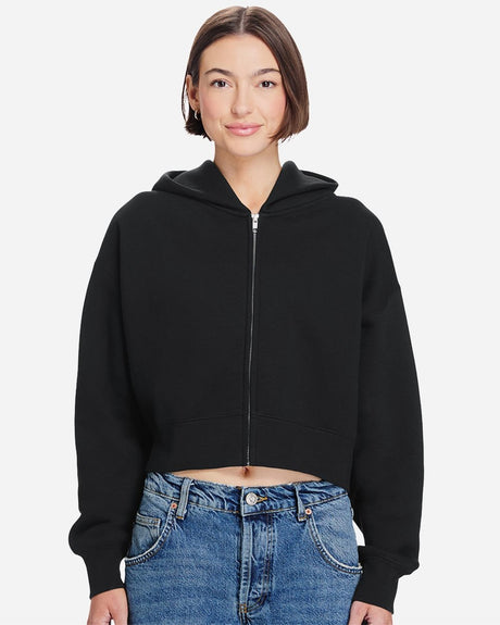 Lane Seven Women's Relaxed Cropped Full-Zip Hoodie Sweatshirt