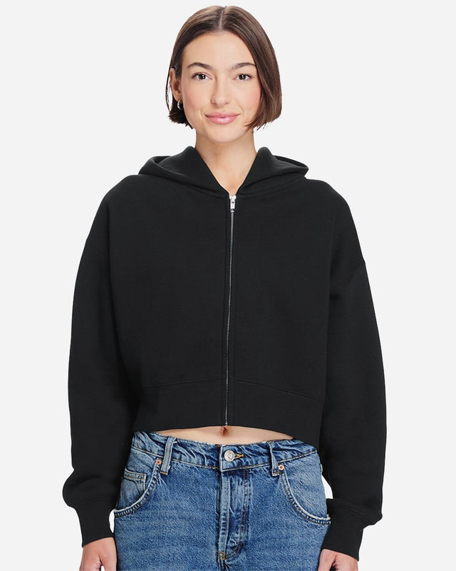 Lane Seven Women's Relaxed Cropped Full-Zip Hoodie Sweatshirt