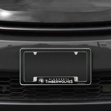 Rico Industries NBA  Minnesota Timberwolves Black 12" x 6" Chrome License Plate Frame-1