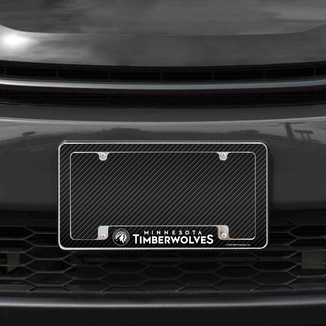 Rico Industries NBA  Minnesota Timberwolves Black 12" x 6" Chrome License Plate Frame-1