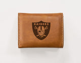 Rico Industries NFL  Las Vegas Raiders  Laser Engraved Faux Leather Trifold Wallet-1