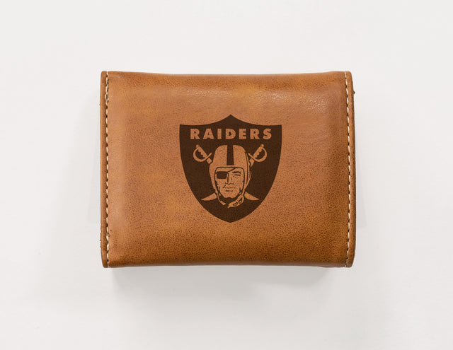 Rico Industries NFL  Las Vegas Raiders  Laser Engraved Faux Leather Trifold Wallet-1