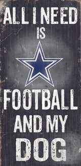 Fan Creations Dallas Cowboys Football and Dog Wood Sign 6"x12" Fan Gear NFL Dallas Cowboys