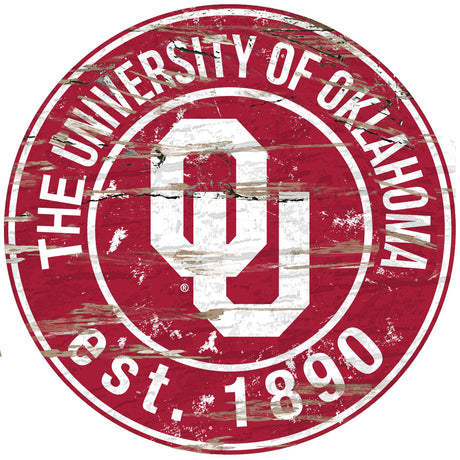 Fan Creations Oklahoma Sooners 24" Round Wood Sign Fan Gear NCAA Oklahoma Sooners