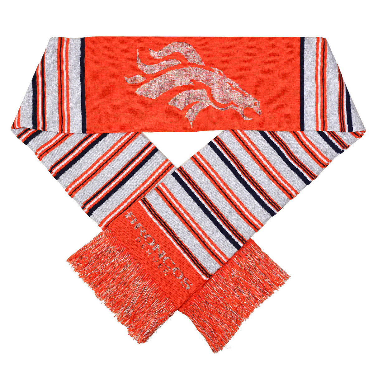 Forever Collectibles Denver Broncos Glitter Stripe Scarf Fan Gear NFL Denver Broncos