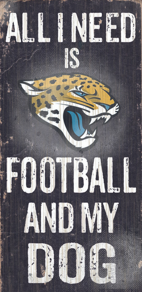 Fan Creations Jacksonville Jaguars Football and Dog Wood Sign 6"x12" Fan Gear NFL Jacksonville Jaguars