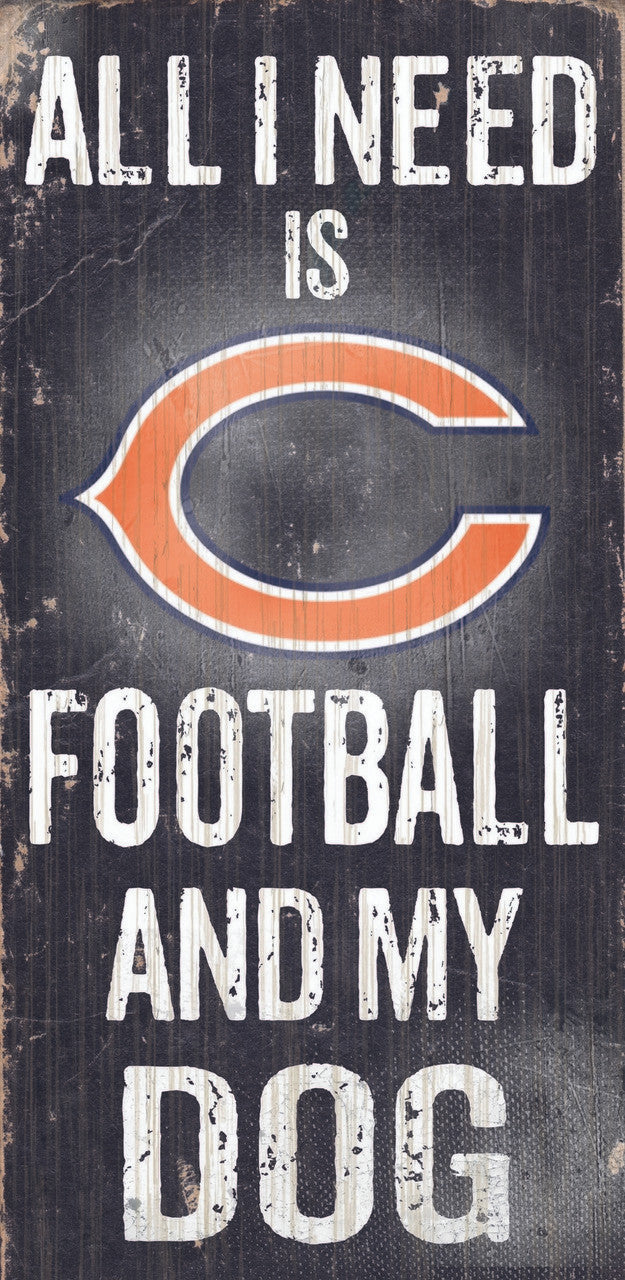 Fan Creations Chicago Bears Football and Dog Wood Sign 6"x12" Fan Gear NFL Chicago Bears