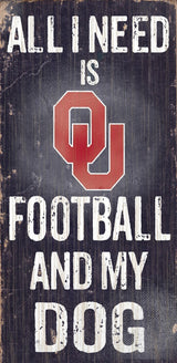 Fan Creations Oklahoma Sooners Football and Dog Sign Wood 6"x12" Fan Gear NCAA Oklahoma Sooners