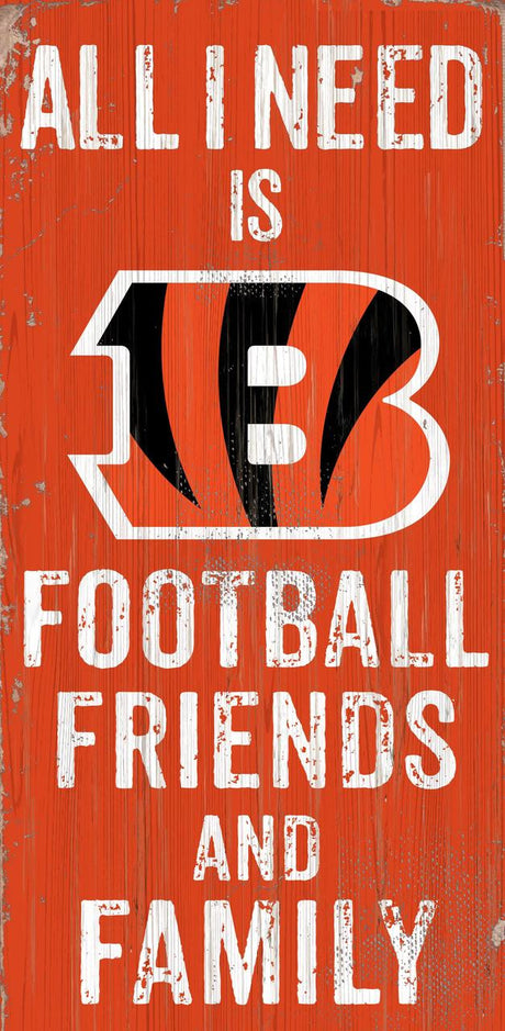 Fan Creations Cincinnati Bengals Football Friends and Family Wood Sign 6x12 Fan Gear NFL Cincinnati Bengals