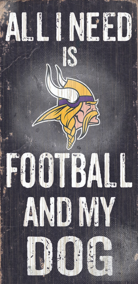 Fan Creations Minnesota Vikings Football and Dog Wood Sign 6"x12" Fan Gear NFL Minnesota Vikings