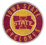 Fan Creations Iowa State Cyclones 12 Inch Round State Design Wood Sign Fan Gear NCAA Iowa State Cyclones