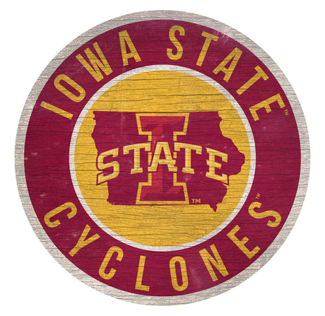 Fan Creations Iowa State Cyclones 12 Inch Round State Design Wood Sign Fan Gear NCAA Iowa State Cyclones