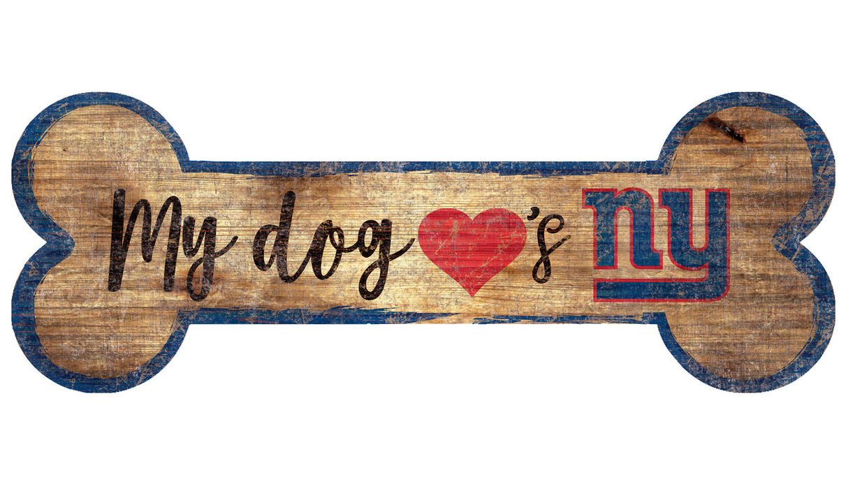 Fan Creations New York Giants Dog Bone Shape Wood Sign 6x12 Fan Gear NFL New York Giants