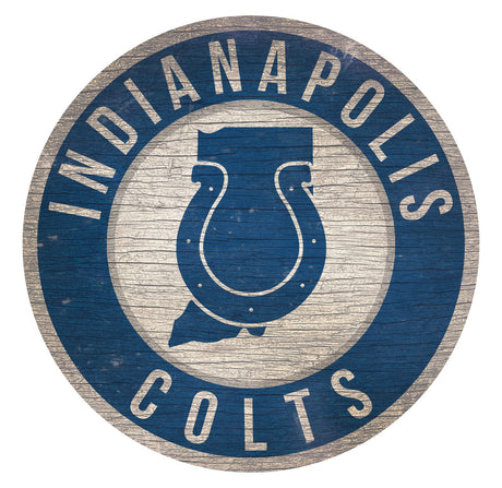 Fan Creations Indianapolis Colts 12 Inch Round State Design Wood Sign Fan Gear NFL Indianapolis Colts
