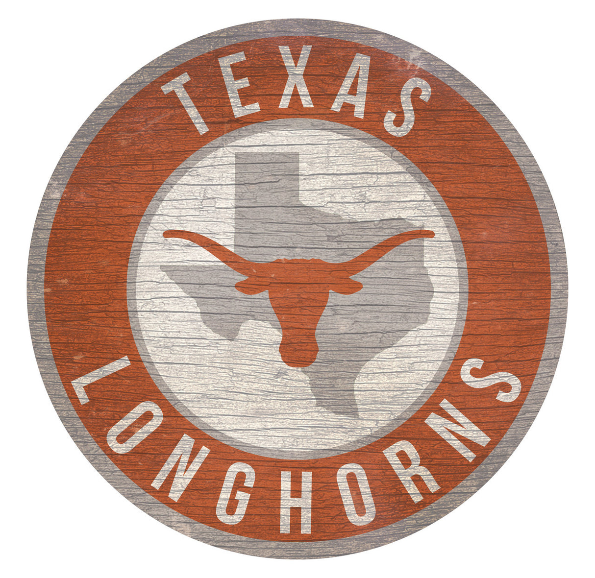 Fan Creations Texas Longhorns 12 Inch Round State Design Wood Sign Fan Gear NCAA Texas Longhorns