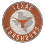 Fan Creations Texas Longhorns 12 Inch Round State Design Wood Sign Fan Gear NCAA Texas Longhorns