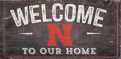 Fan Creations Nebraska Cornhuskers Welcome To Our Home Wood Sign 6x12 Fan Gear NCAA Nebraska Cornhuskers