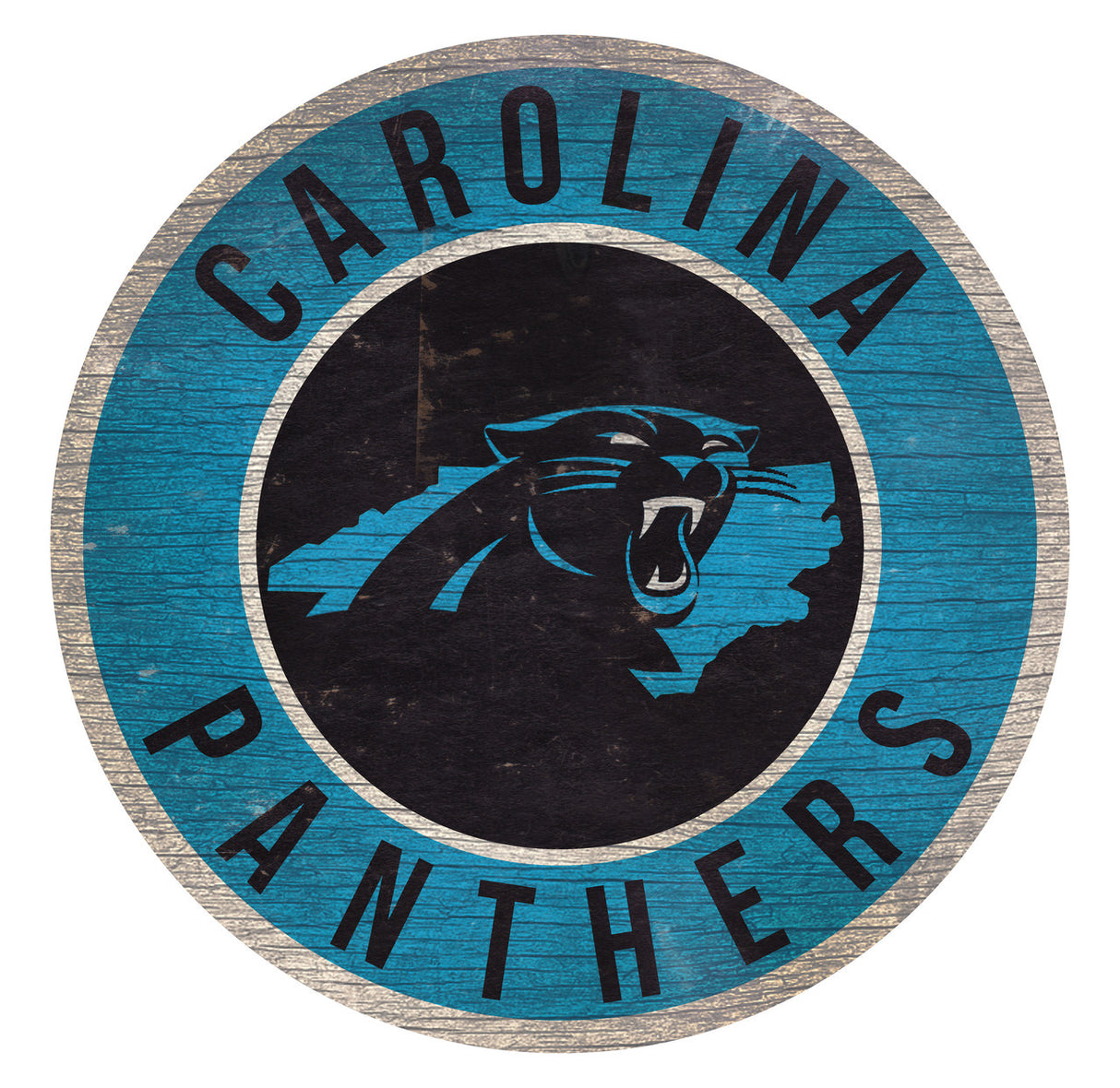 Fan Creations Carolina Panthers 12 Inch Round State Design Wood Sign Fan Gear NFL Carolina Panthers