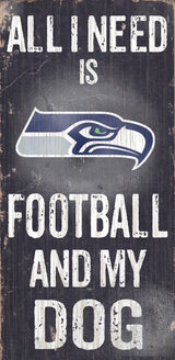 Fan Creations Seattle Seahawks Football and Dog Wood Sign 6"x12" Fan Gear NFL Seattle Seahawks